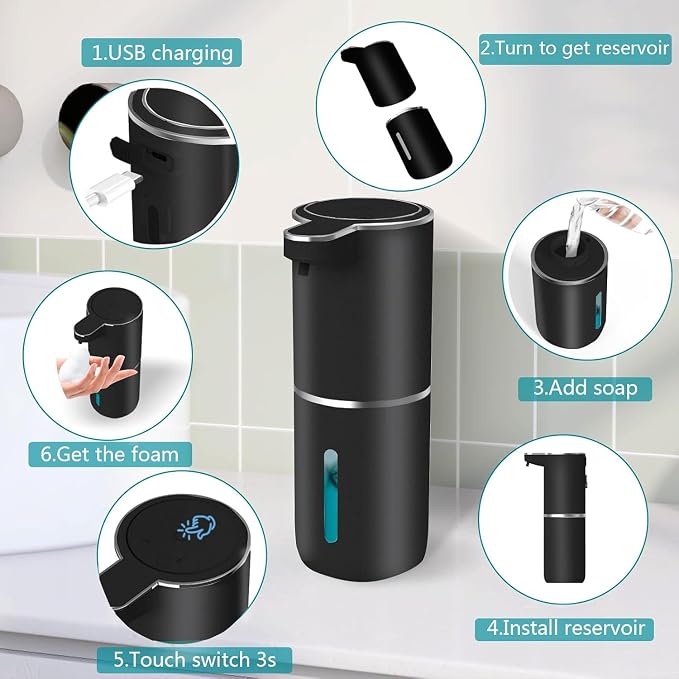 2Pack Automatic Soap Dispenser Touchless Foaming Soap Dispenser USB - Image 4