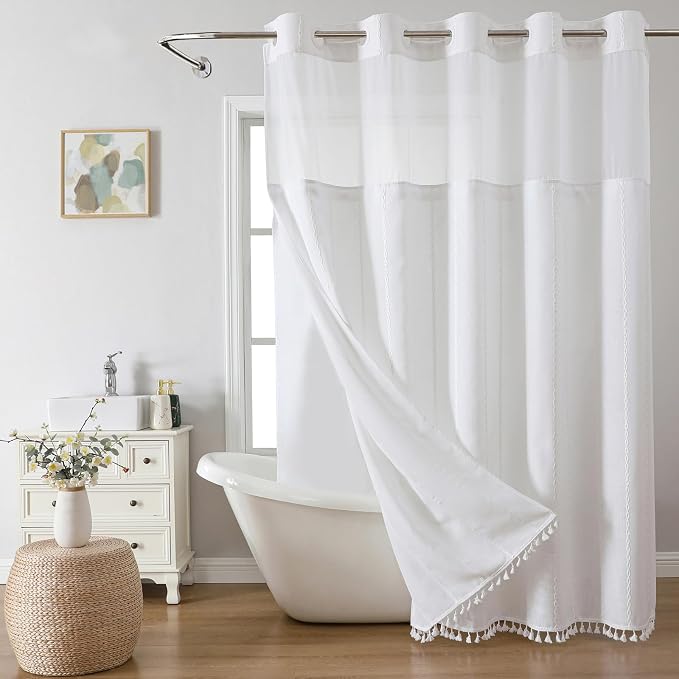 No Hook Extra Long Shower Curtain Set by EACHOPE