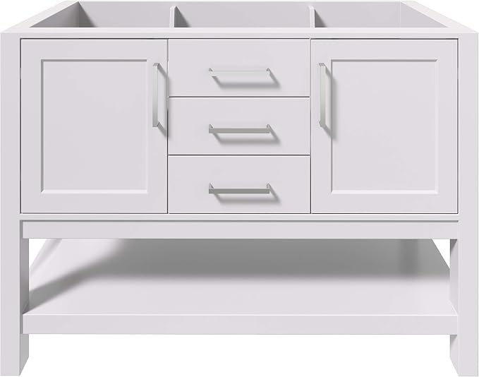 ARIEL 48" White Bathroom Vanity Base Cabinet, 2 Soft Closing Doors and 2 by Ariel