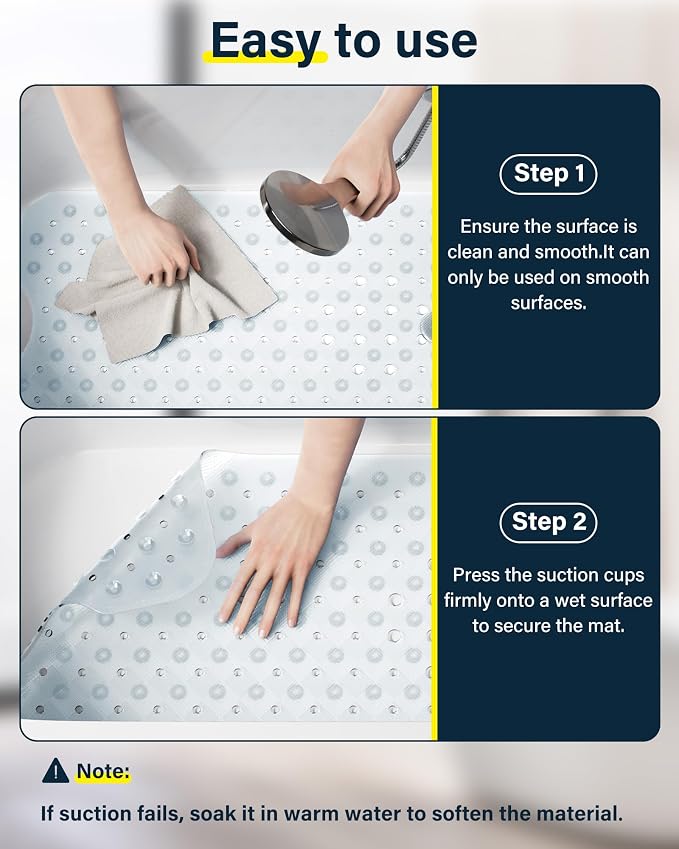 Non Slip Bathtub Mat for Tub & Shower, Machine Washable 40"x16" Anti Slip Bath - Image 7