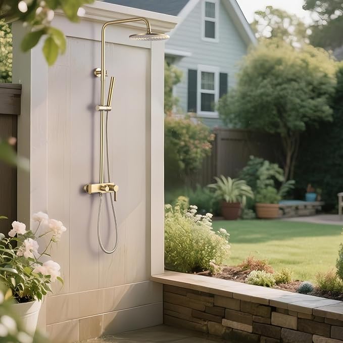 Brushed Gold Exposed Shower System - Image 3