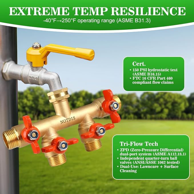 4 Way Brass Hose Splitter Full Flow - Image 6