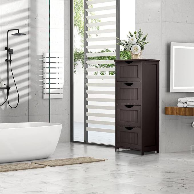Bonnlo Skinny Bathroom Floor Storage Cabinet, 12 Inch Wide Deep Small Storage - Image 2