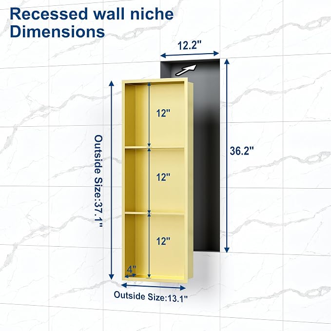 Neodrain Stainless Steel Shower Niche, NO Tile Needed Recessed Shelf - Image 3