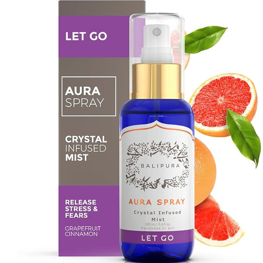 Let Go Aura Crystal Spray with Amethyst Sodalite Clear Quartz Palo Santo by Balipura