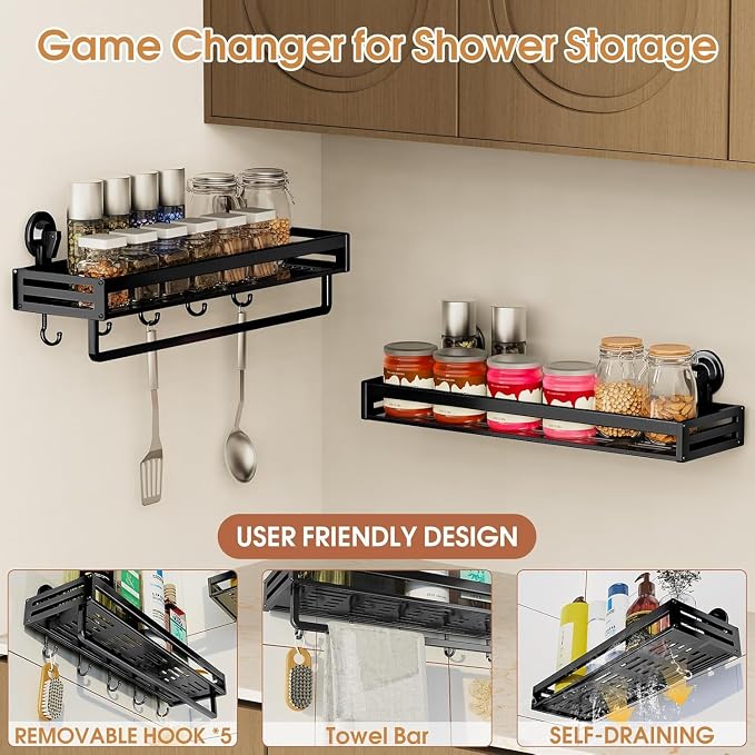 Shower Caddy Suction Cup, 11.8 inch Suction Shower Shelf - Image 4