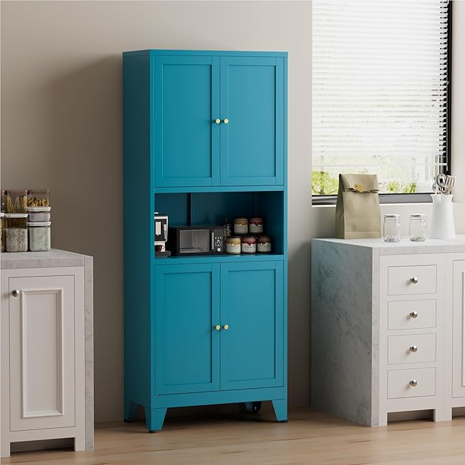 COFaR 69" Tall Modern Kitchen Pantry, Metal Storage Cabinet - Image 6