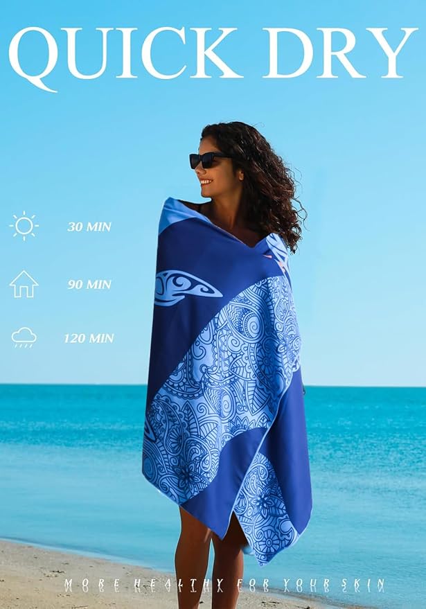 2 Pack Microfiber Lightweight Thin Beach Towel Sand Free Quick Dry Super - Image 6