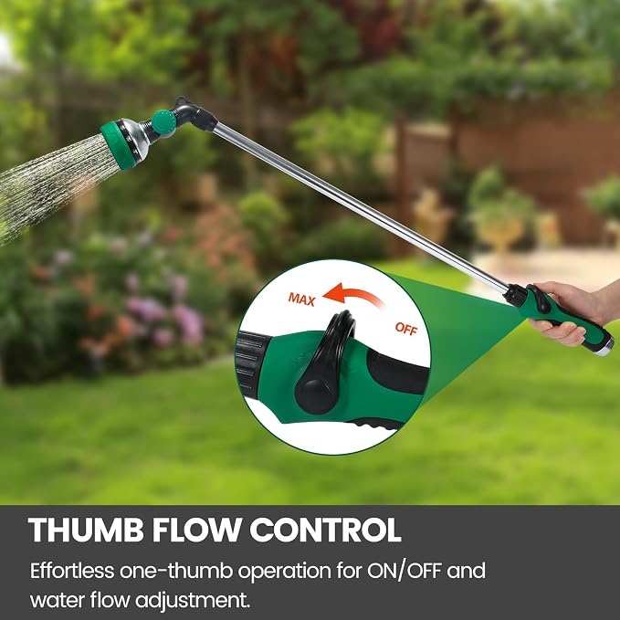 Watering Wand for Garden Hose, 30 Inch, 10 Spray Patterns, Thumb Control Garden - Image 5