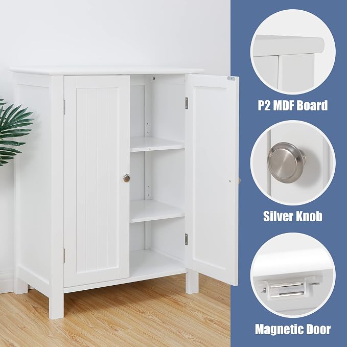 SUPER DEAL Modern Bathroom Floor Storage Cabinet - Image 4