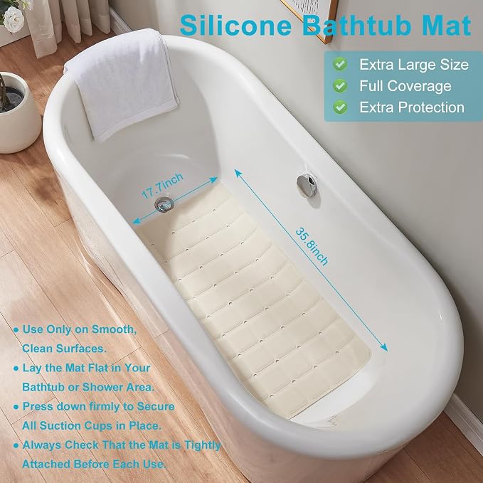 Non-Slip Bath Mat for Tub & Shower：Silicone Foldable Bathtub Mat - Image 2