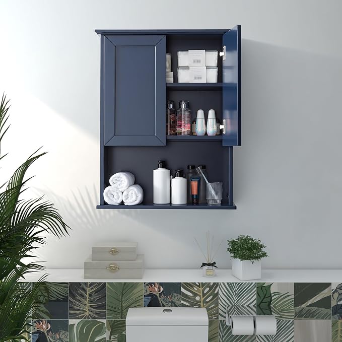 Navy Blue Bathroom Cabinet Wall Mounted - Image 7