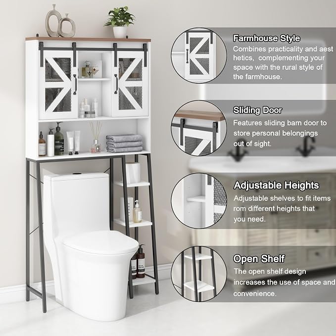 Vabches Over The Toilet Storage Cabinet, Farmhouse Storage Cabinet Over Toilet - Image 3