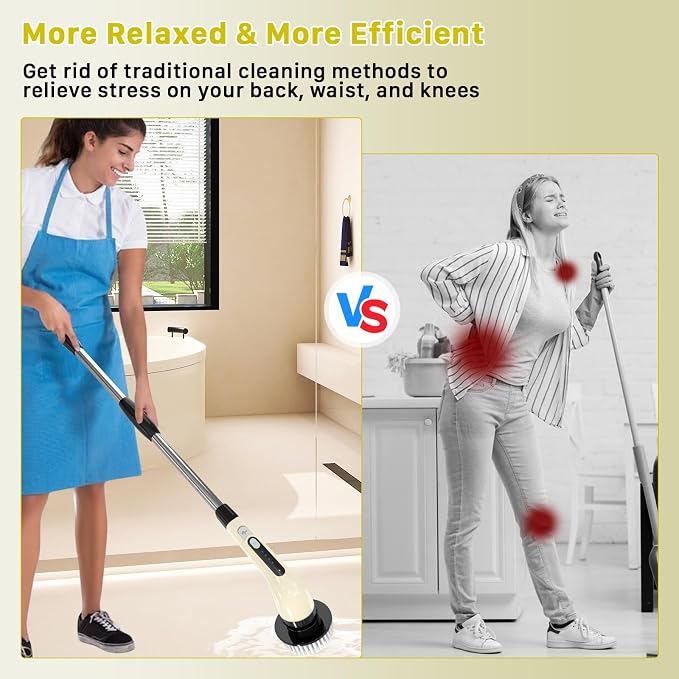 Electric Spin Scrubber, Cordless Cleaning Brush, Shower Scrubber - Image 4