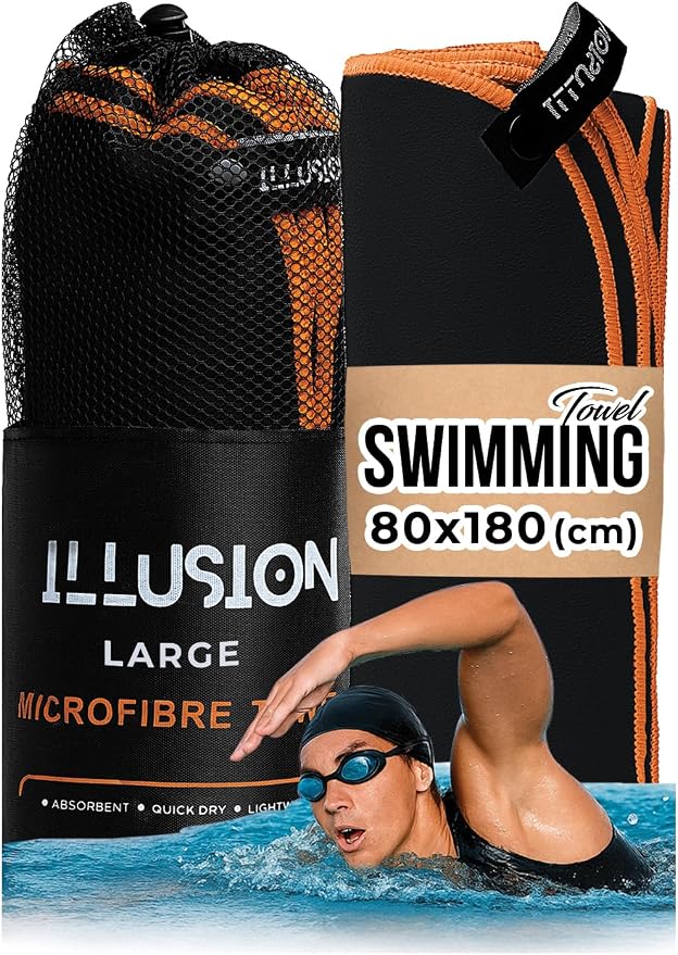 illusion Extra Large Microfibre Swimming Towel–Compact, Lightweight & Quick Dry by Unknown