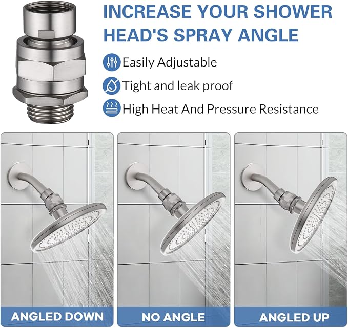 Shower Head Swivel Ball Adapter, Shower Connector Ball Joint, Solid Brass - Image 6