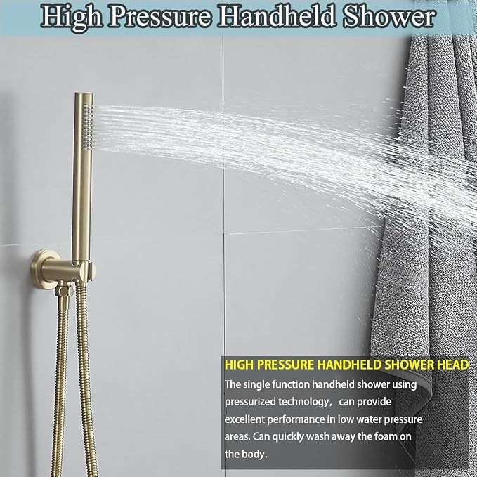 Brushed Gold Round Shower Faucet Set - Image 4