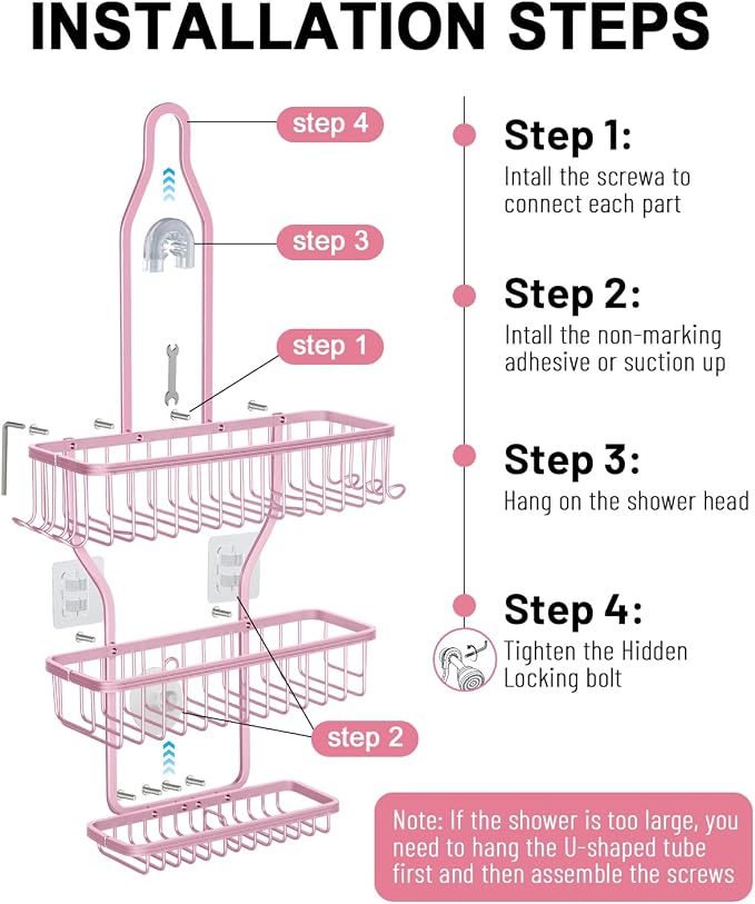 Pink Shower Caddy for Bathroom - Image 8