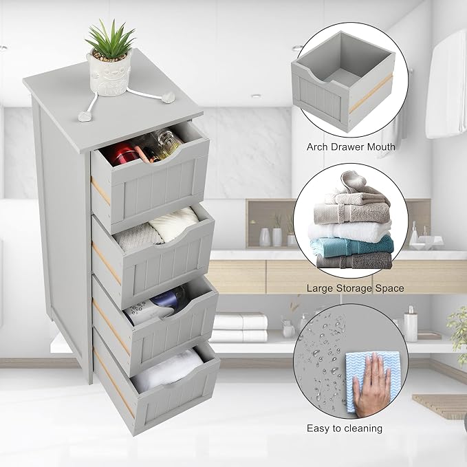 Bonnlo Skinny Bathroom Floor Storage Cabinet, 12 Inch Wide Deep Small Storage - Image 4