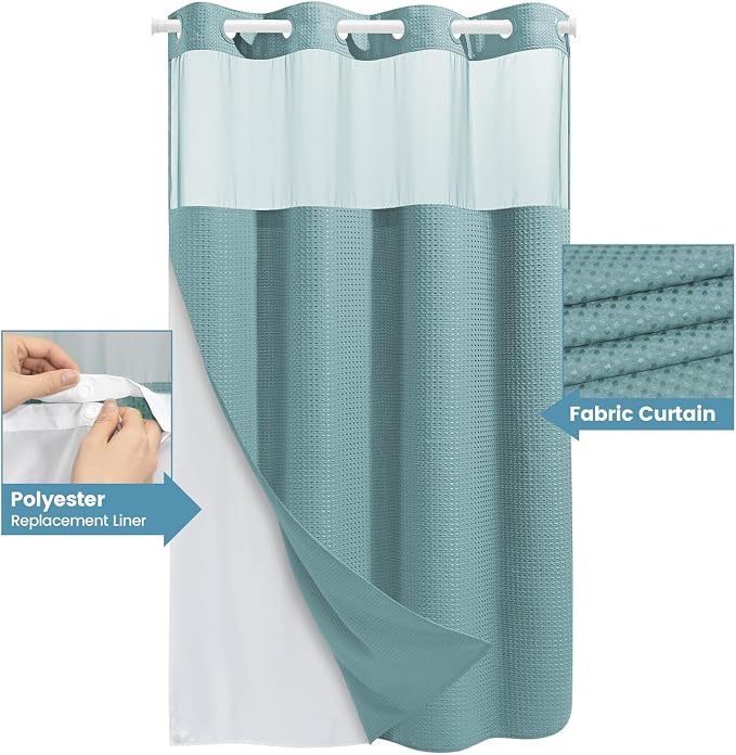 Teal Stall No Hook Shower Curtain - Image 4