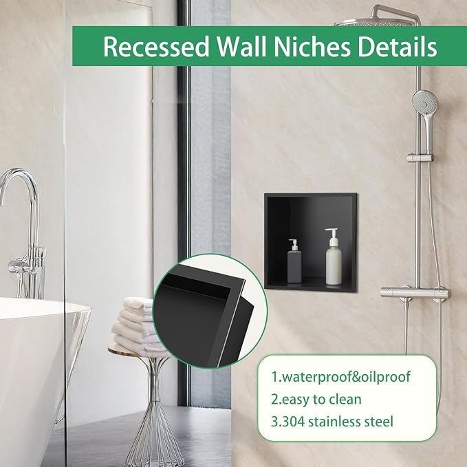 SaniteModar Shower Niche, Stainless Steel Shower Niche 12" X 12" No Tile Needed - Image 4