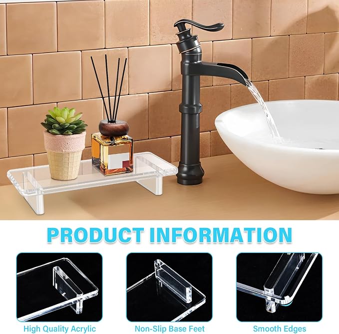 2Pack Acrylic Counter Tray Organizer. Multi-Purpose Kitchen & Bathroom Sink - Image 5