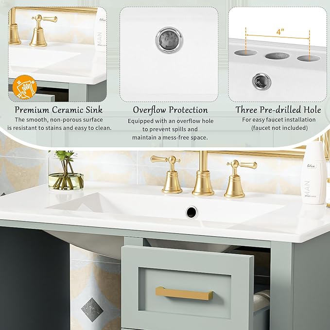 30" Bathroom Vanity, Modern Bathroom Cabinet - Image 6