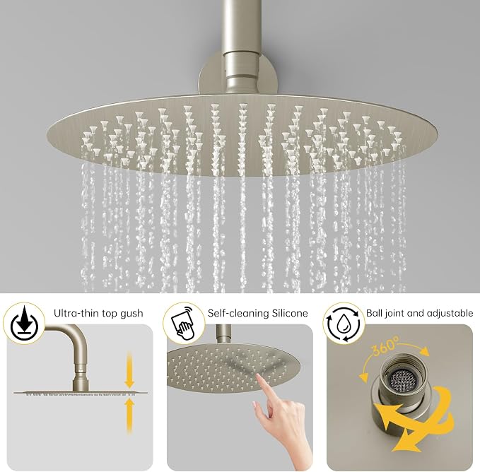 BESy Shower System with 10 Inch Round Rain Shower Head and Handheld Wall Mounted - Image 5