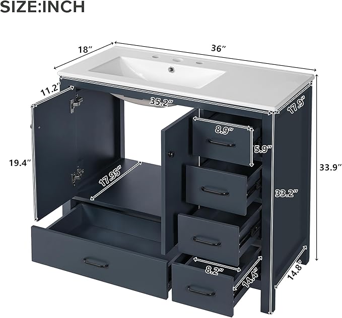 Harper & Bright Designs 36" Bathroom Vanity - Image 2