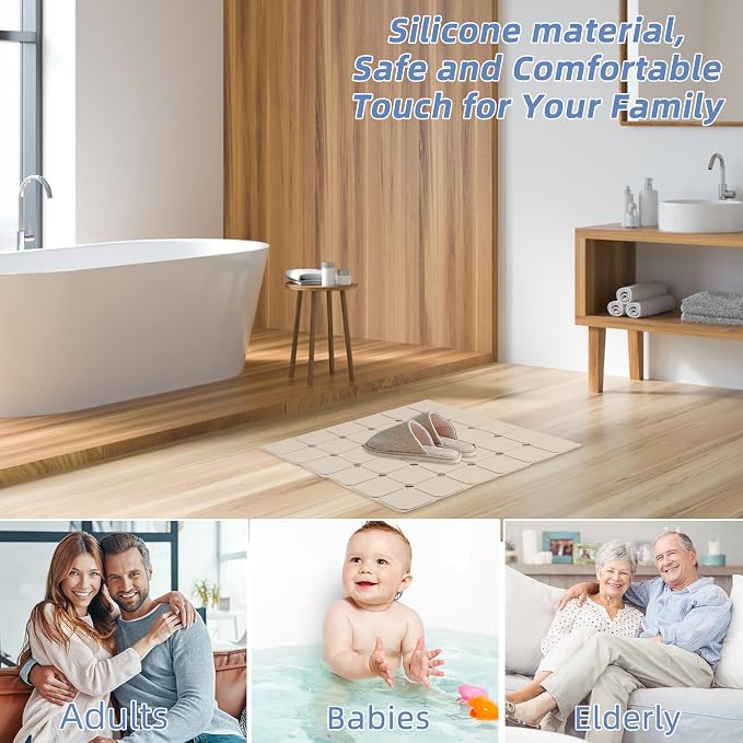 Shower Mat Non Slip 21"x21" Silicone Foldable Bath Mat - Image 6