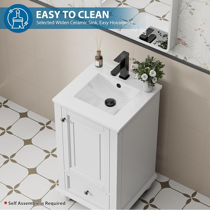 eclife 18" Bathroom Vanity Sink Combo Vintage Style - Image 5