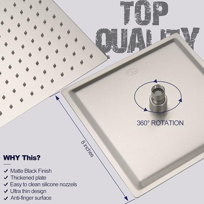 Shower Faucet Set 8 Inch Rainfall Shower Head and Handheld Shower High Pressure - Image 3