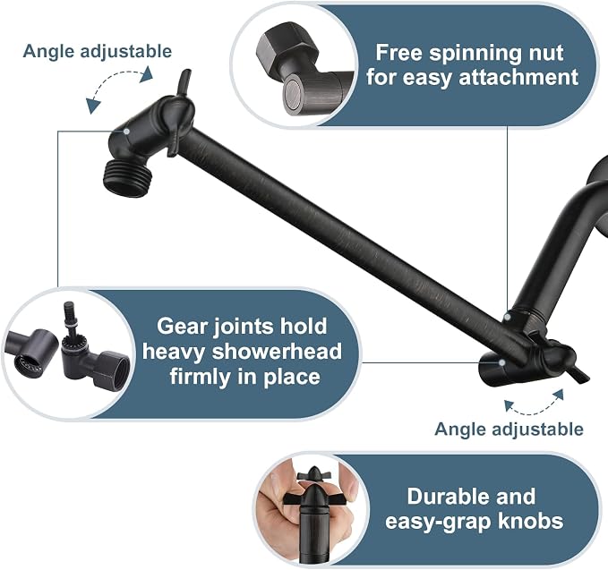 BRIGHT SHOWERS Brass Shower Head Extension Arm - Image 3