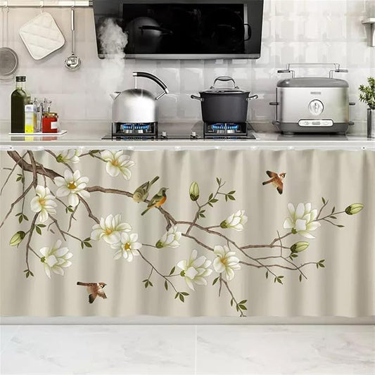 SK Studio Short Curtains for Kitchen, Cabinet Shelf Dust-Proof Blackout Tier by SK+Studio