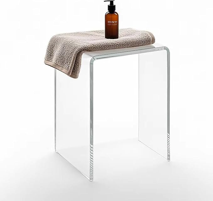 Acrylic 17.7" H Small Stool for Adults, Acrylic Shower Bench Stool Chair Seat by GETCK