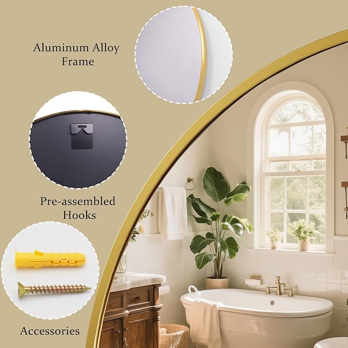 42 Inch Round Gold Metal Wall Mirror - Image 5