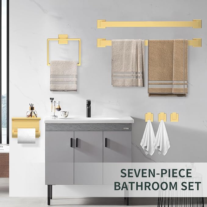 7 Piece Gold Bathroom Hardware Set - Image 6