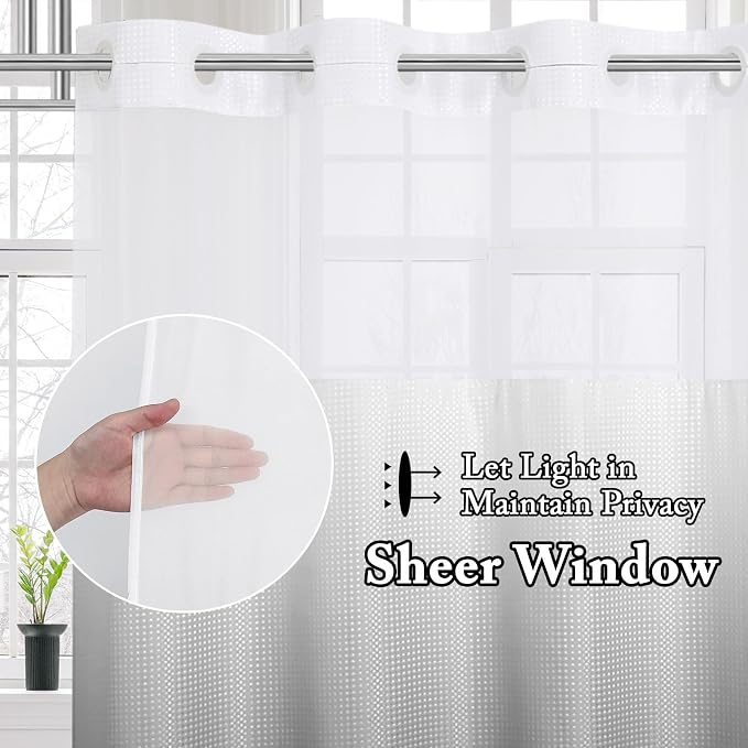 Gibelle No Hook Waffle Weave Shower Curtain - Image 2