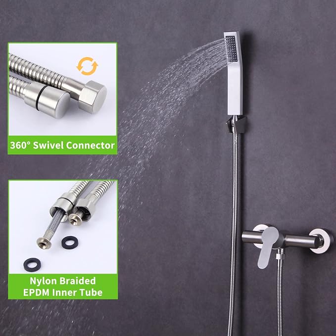 Handheld Shower Hose 79", Angle Simple Stainless Steel Flexible Shower Sprayer - Image 6