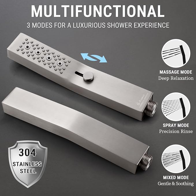 G-Promise 14 Inches Shower Faucet Sets Complete, All Metal Rainfall Shower Head - Image 7