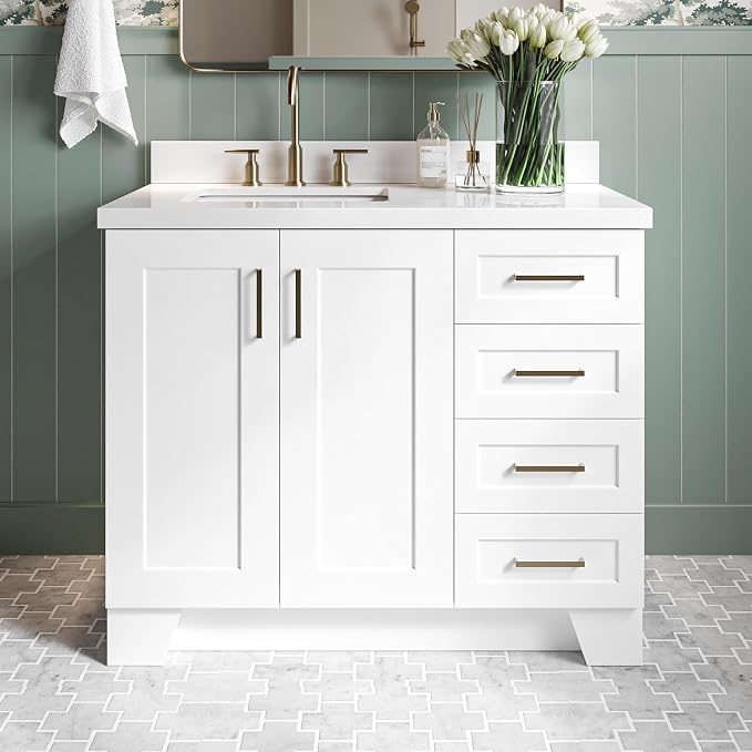 ARIEL Taylor 42 Inch White Bathroom Vanity - Image 9