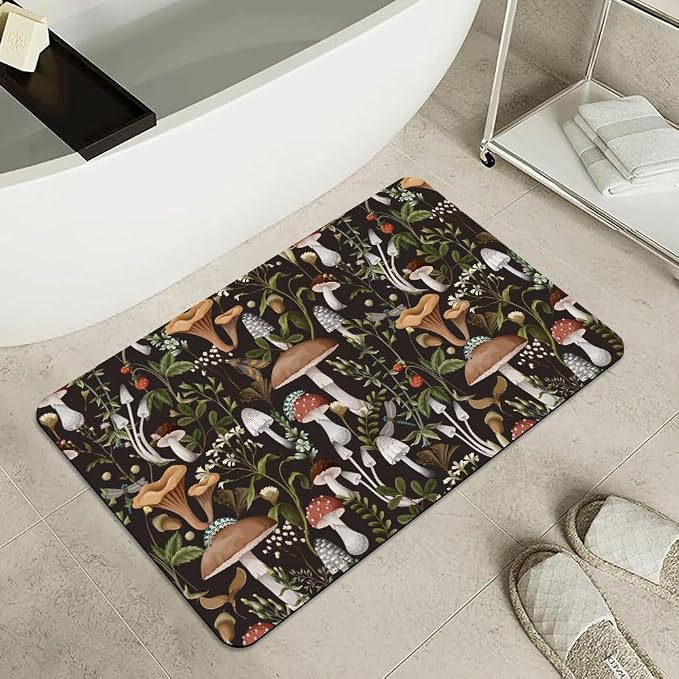 Bath Mat Rug, Bobo Mushrooms Non Slip Quick Dry Super Absorbent Thin Bathroom - Image 4
