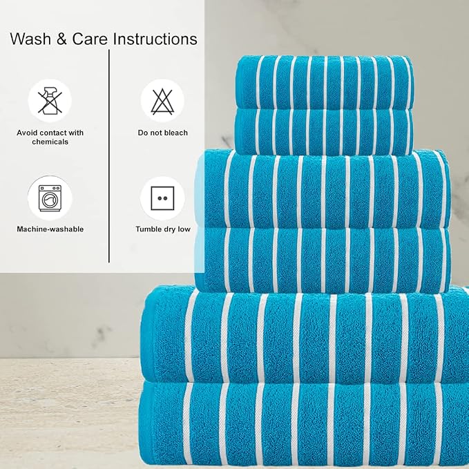 CASA COPENHAGEN Ecstatic 6 Pieces Towel Set- Teal Blue, 600 GSM 2 Bath Towel 2 - Image 4