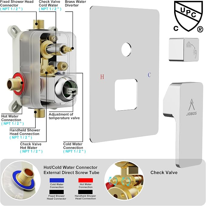 Shower System Modern Rain 8 inches Brass Faucet Set - Image 5