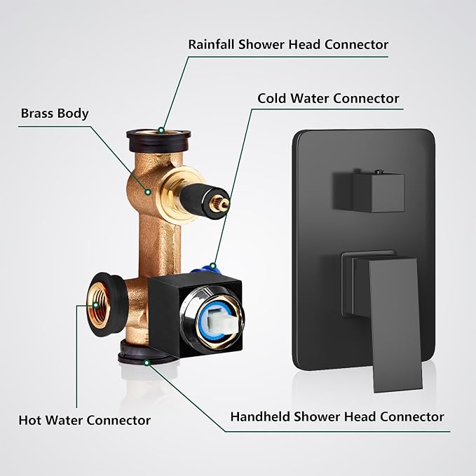 Shower Head Matte Black, Shower Faucet Set Bathroom Shower System - Image 6