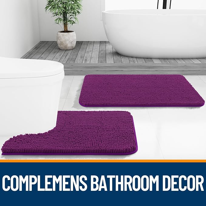 OLANLY Bathroom Rugs 44x24, Extra Soft Absorbent Chenille Bath Rugs, Rubber - Image 7