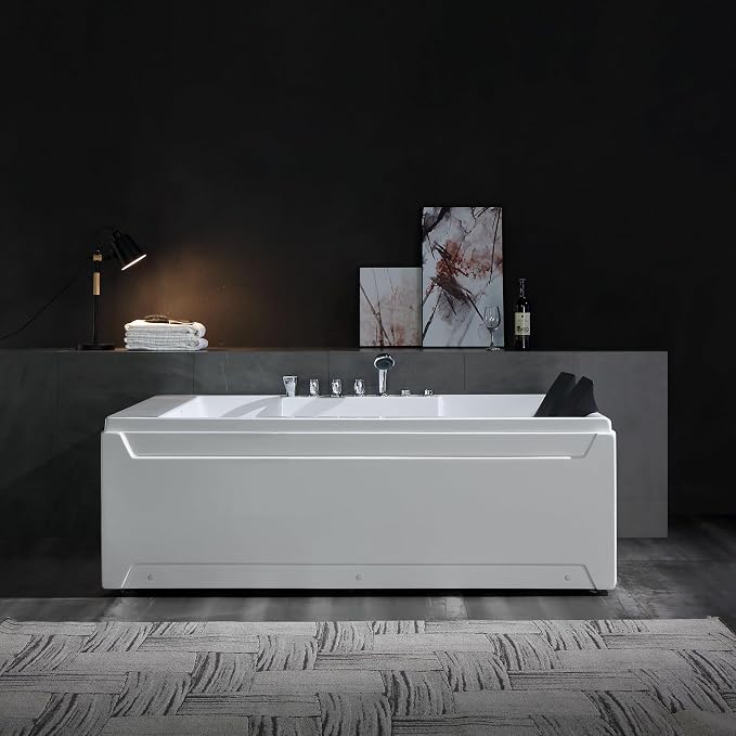 Empava 72" x 48" Whirlpool Tub, 2 Person Jetted Bathtub, Hydro Massage & - Image 9