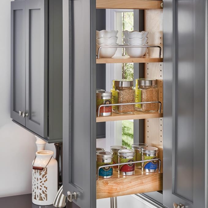 Rev-A-Shelf 5" Pullout Kitchen Cabinet Storage Organizer w/Soft-Close, Wood - Image 2