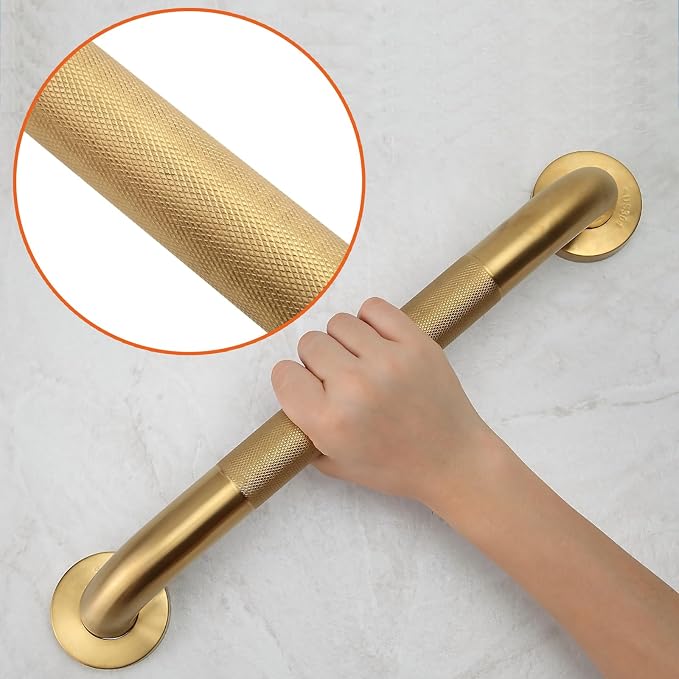 Shower Grab Bar, 2 Pack 24 Inch Gold Bathroom Grab Bar, 1.25" Diameter 304 - Image 4