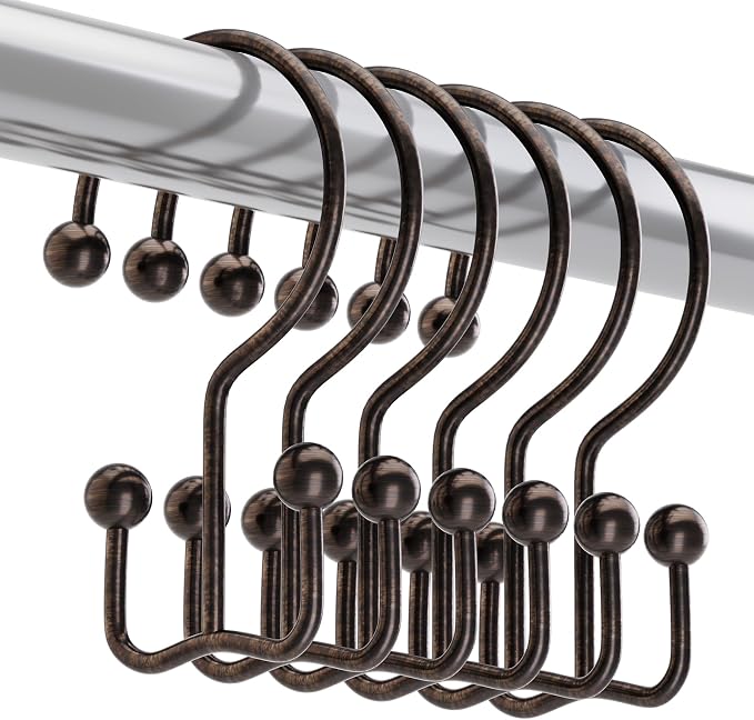 Titanker Shower Curtain Hooks Bronze, Minimalist Simple Double Glide Shower by Titanker